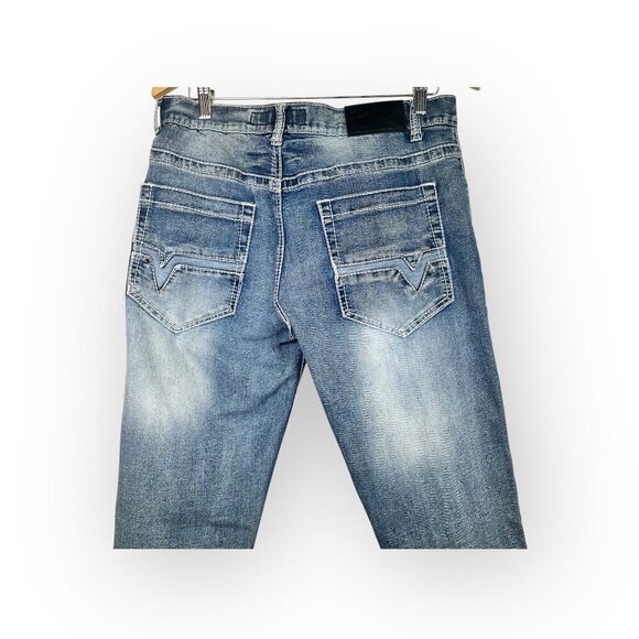 TRUE LUCK Men's Jeans Size 32 x 32  Bootcut Medium to Light Wash FLAWS - Picture 4 of 11